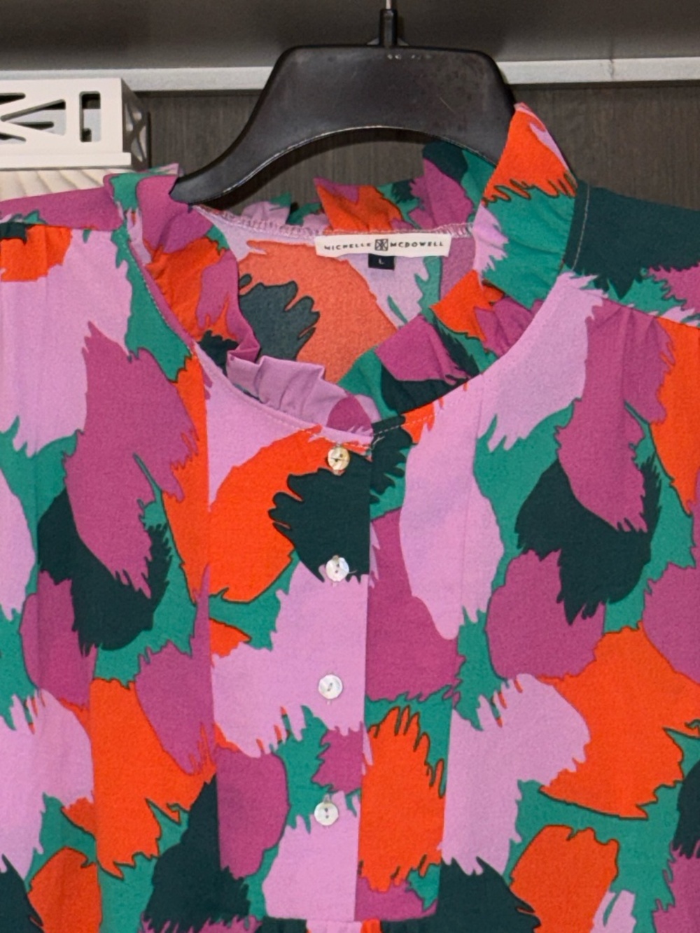Michelle McDowell Large L ruffle neck tunic dress midnight haze ? - Picture 3 of 4